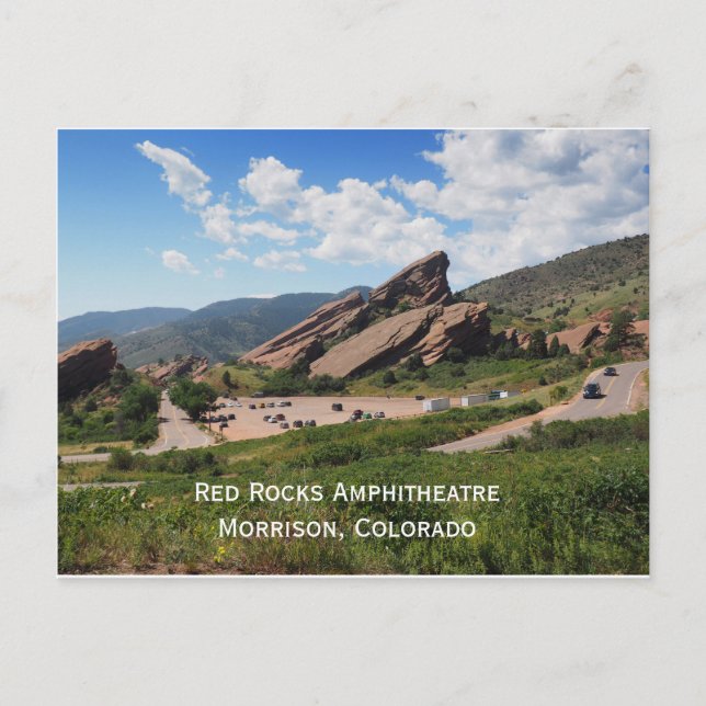 Cartão Postal anfiteatro red rocks em Morrison Colorado (Frente)