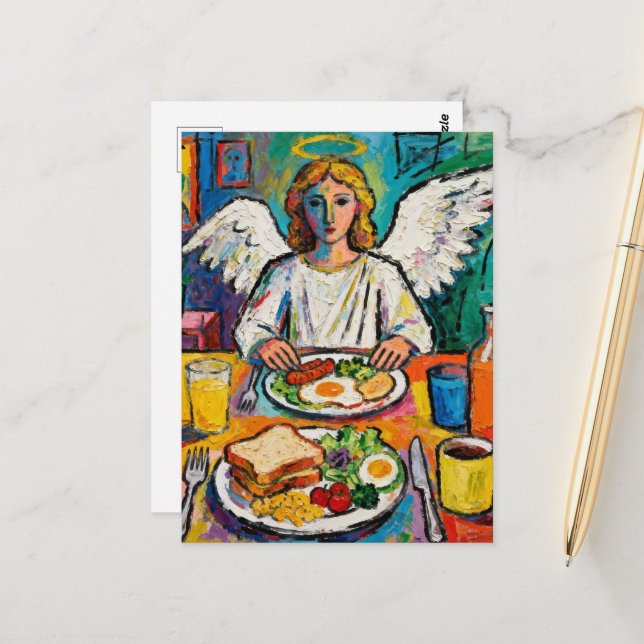 Cartão Postal Angel at Breakfast (Frente/Verso In Situ)