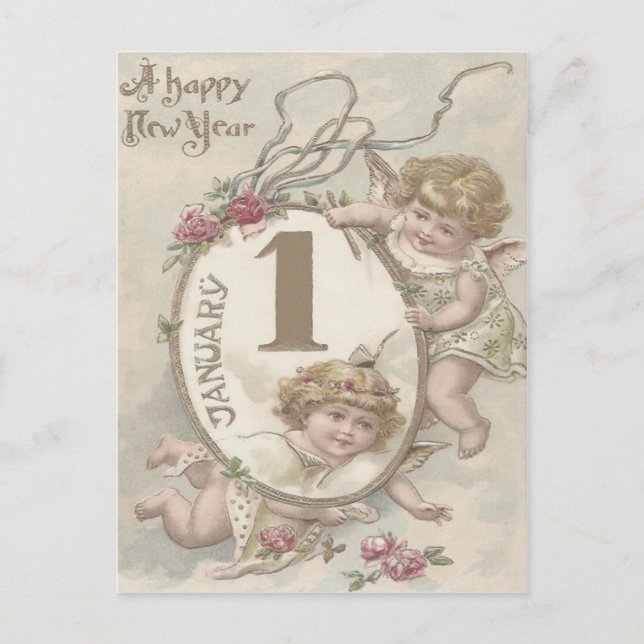 Cartão Postal Angel Cherub Rosa (Frente)