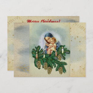 Cartão Postal Angel Christmas Mery e Jesus na luz da vela