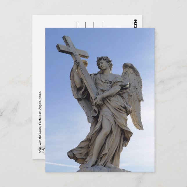 Cartão Postal Angel com a Cruz, Roma, Itália - (Frente/Verso)