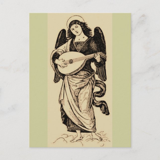 Cartão Postal Angel com Mandolin (Frente)