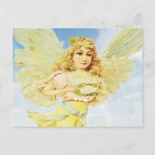 Cartão Postal Angel com Wreath