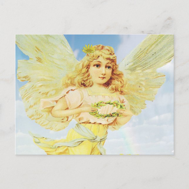 Cartão Postal Angel com Wreath (Frente)