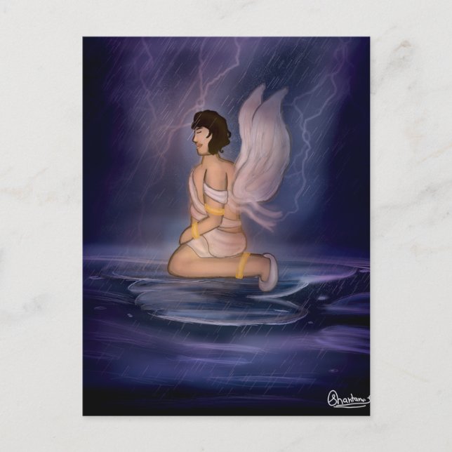 Cartão Postal Angel dark blue wall art (Frente)