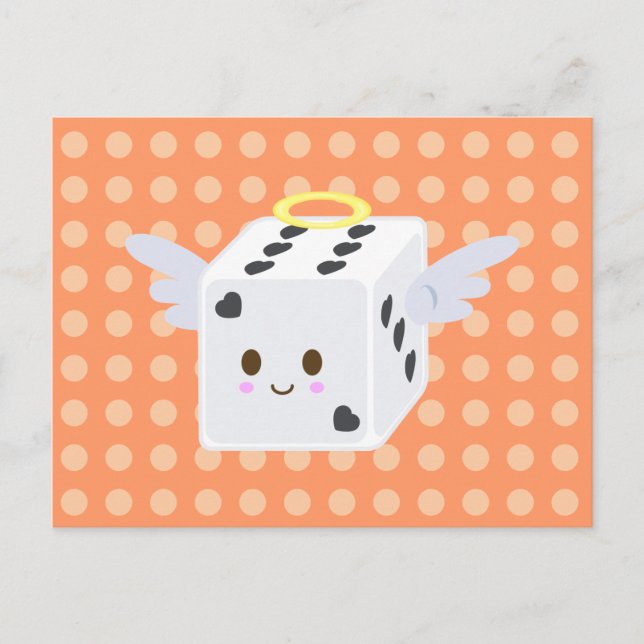 Cartão Postal Angel Dice com Corações (Frente)