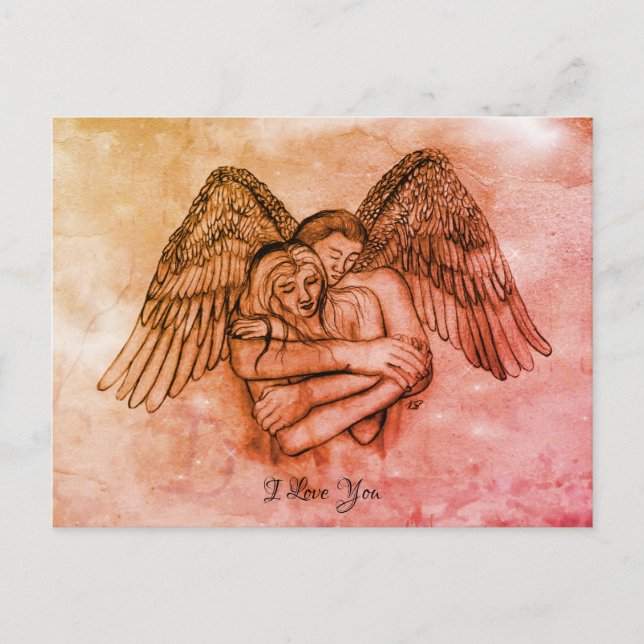 Cartão Postal Angel Eros no Amor, eu te amo (Frente)