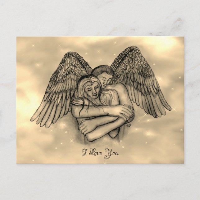 Cartão Postal Angel Eros no Amor, eu te amo (Frente)