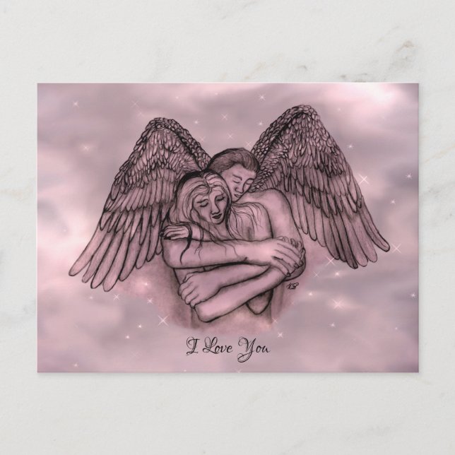 Cartão Postal Angel Eros no Amor, eu te amo (Frente)