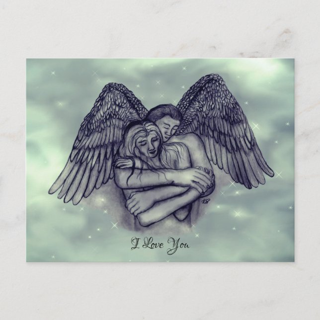 Cartão Postal Angel Eros no Amor, eu te amo (Frente)