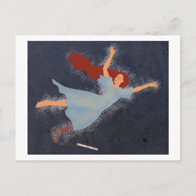 Cartão Postal Angel Flyer, mulher de cabelos vermelhos dançando  (Frente)