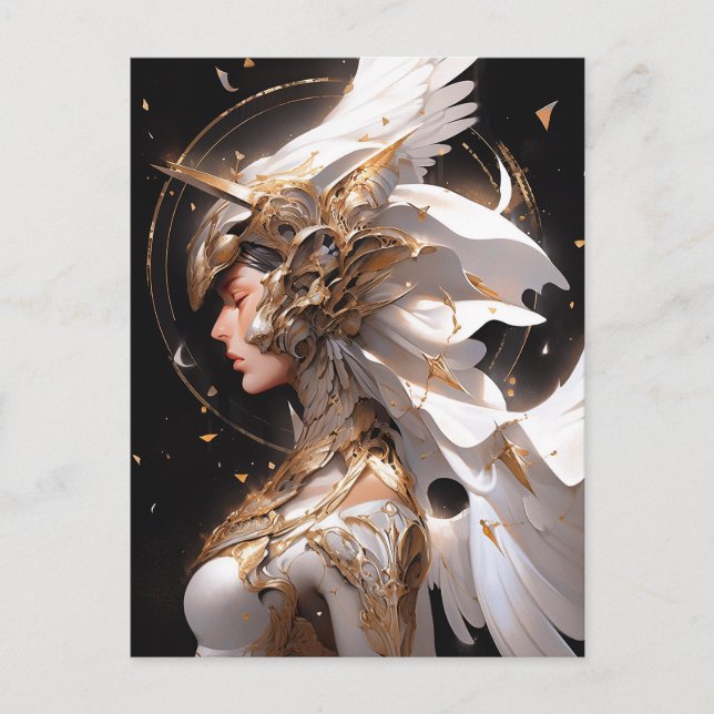 Cartão Postal Angel In White Armor Fantasy Art (Frente)