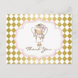 Cartão Postal Angel Obrigado Postcard Dourado e rosa
