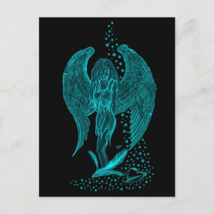 Cartão Postal Angel perdeu no Love, Design preto e verde
