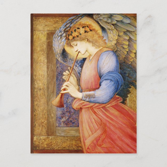 Cartão Postal Angel Plays um Flageolet - Edward Burne-Jones (Frente)