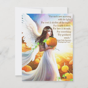 Cartão Postal Angel Pumpkin Ação de Graças Outono Linda Arte