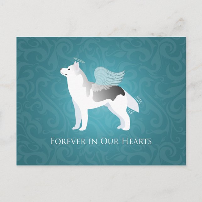 Cartão Postal Angel Silver Siberian Husky Dog Pet Memorial (Frente)