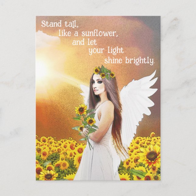 Cartão Postal Angel Sunflower Stand Tall Cote Bela Arte (Frente)