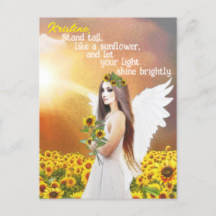 Cartão Postal Angel Sunflower Stand Tall Cote Nome Personalizado