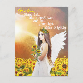 Cartão Postal Angel Sunflower Stand Tall Cote Nome Personalizado