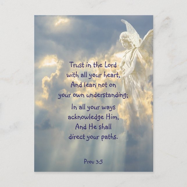 Cartão Postal  Angel Trust in the Lord Quote Inspirational (Frente)