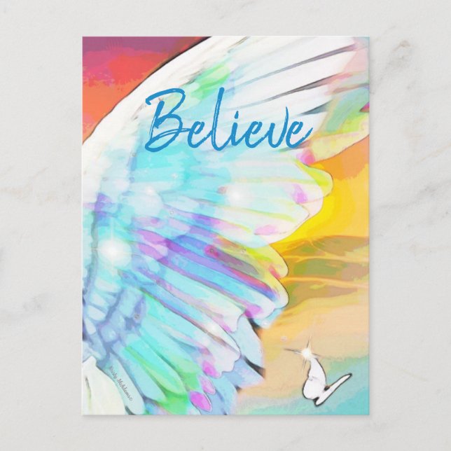 Cartão Postal Angel Wing Butterfly Ilustração Watercolor Art (Frente)