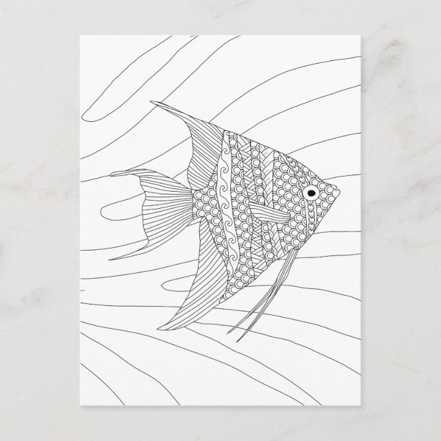Cartão Postal Angelfish Adult Coloring Postcard (Frente)