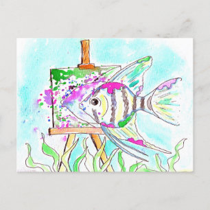 Cartão Postal Angelfish Artist Painting