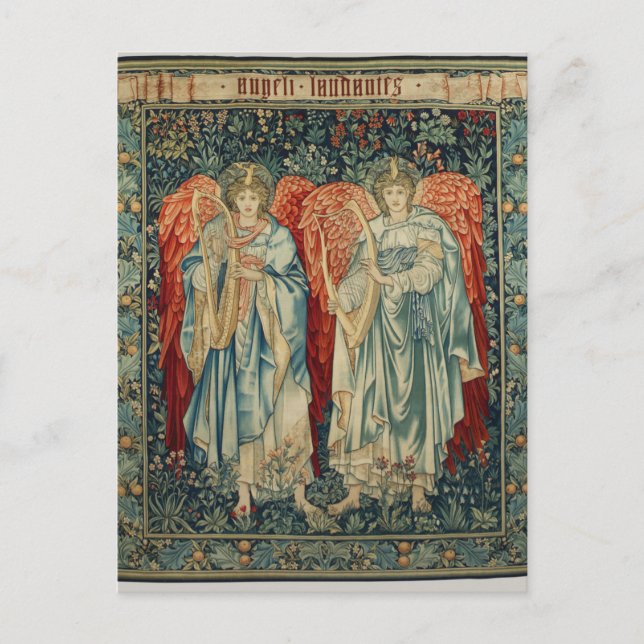 Cartão Postal Angeli Laudantes por Sir Edward Burne-Jones Postca (Frente)