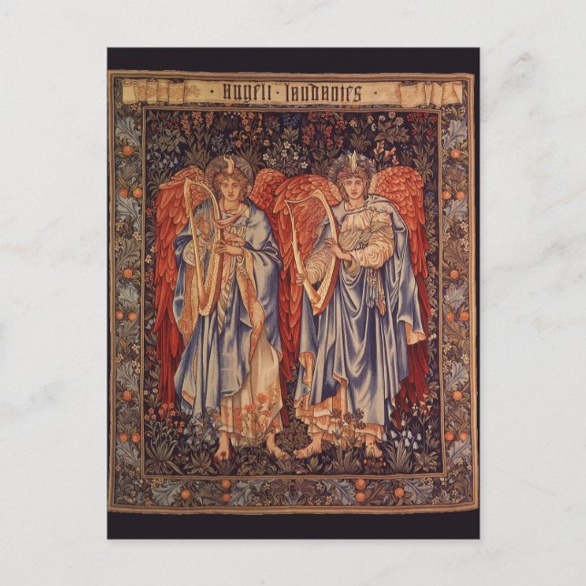 Cartão Postal Angeli Laudantes por Sir Edward Coley Burne Jones (Frente)
