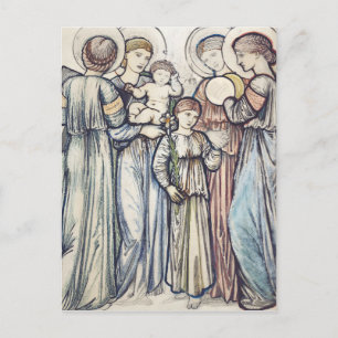 Cartão Postal Angels and Children por Sir Edward Burne-Jones