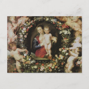 Cartão Postal Angels Madonna e Child Rubens Belas Art