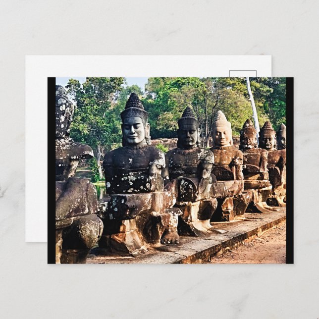 Cartão Postal Angkor Thom God Statues  (Frente/Verso)