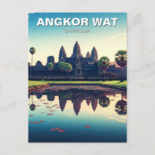 Cartão Postal Angkor Wat Cambodja no amanhecer