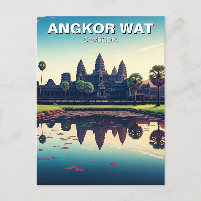 Cartão Postal Angkor Wat Cambodja no amanhecer (Frente)