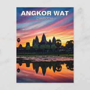 Cartão Postal Angkor Wat Cambodja Sunset
