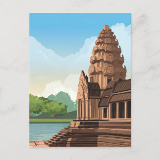Cartão Postal Angkor Wat Camboja Drawing
