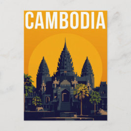 Cartão Postal Angkor Wat Camboja Retro