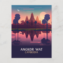 Cartão Postal Angkor Wat Sunrise Cambodja Siem Reap Retro