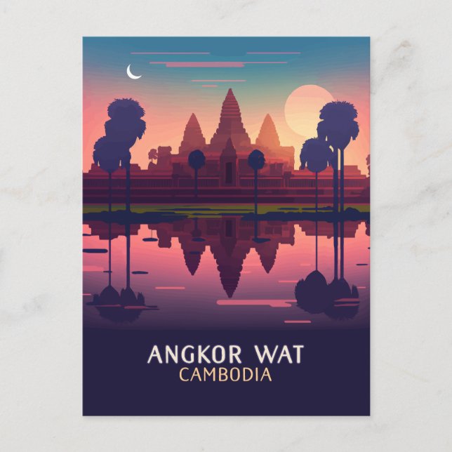 Cartão Postal Angkor Wat Sunrise Cambodja Siem Reap Retro (Frente)