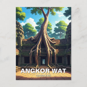 Cartão Postal Angkor Wat Temple Tree Camboja