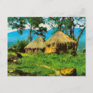 Cartão Postal Angola, aldeia tradicional, planalto de Benguela