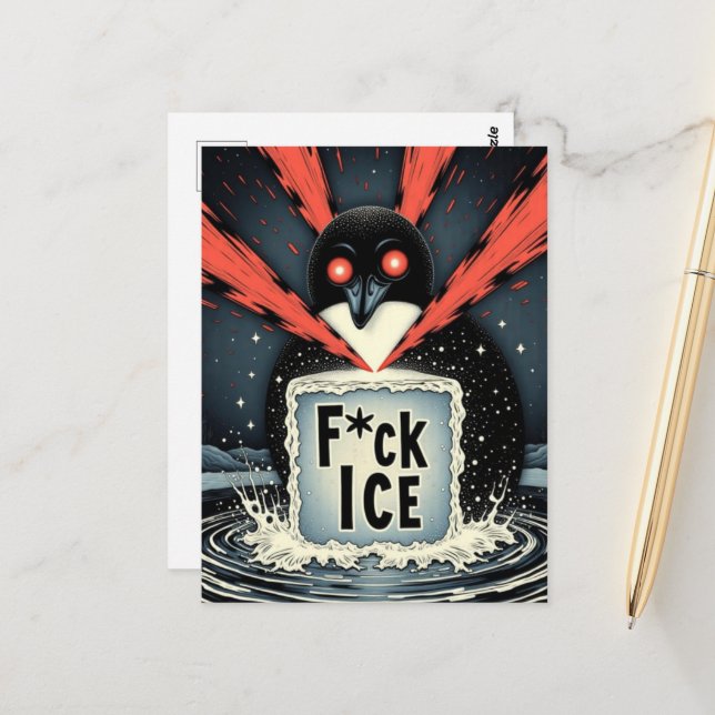 Cartão Postal Angry lazer eyes MN Loon melting ice Postcard (Frente/Verso In Situ)