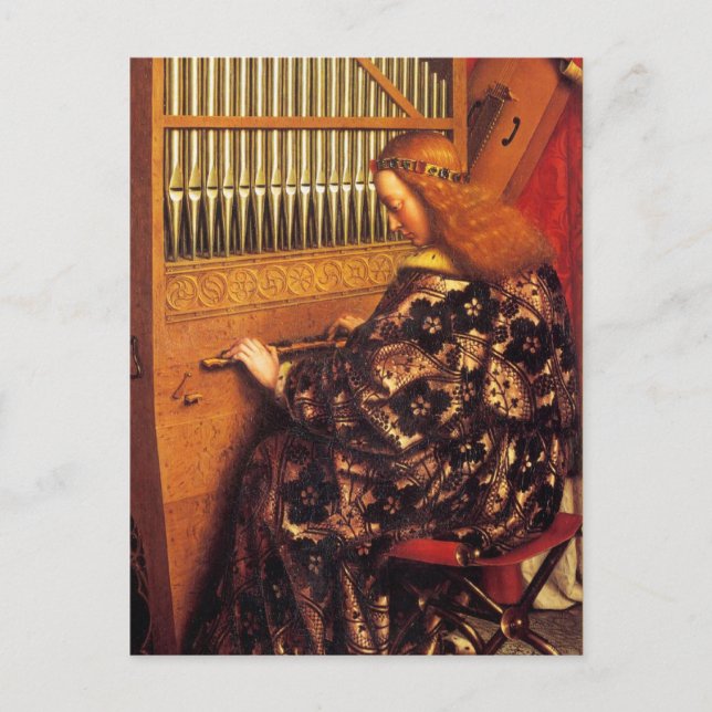 Cartão Postal ÂNGULOS JOGANDO MÚSICA, detalhe, Pergaminho (Frente)