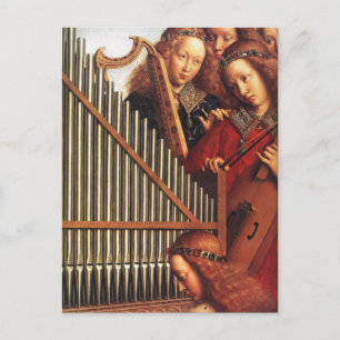 Cartão Postal ÂNGULOS JOGANDO MÚSICA, detalhe, Pergaminho