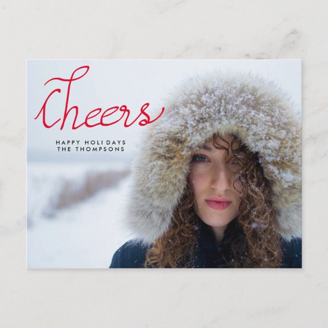 Cartão Postal Anima Foto de Script Vermelho Manuscrito Moderno (Frente)