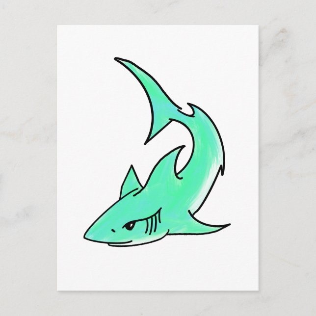 Cartão Postal animação com sorriso de marta azul-verde-marinheir (Frente)