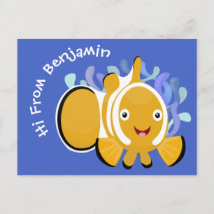 Cartão Postal Animação de marisco feliz e bonito