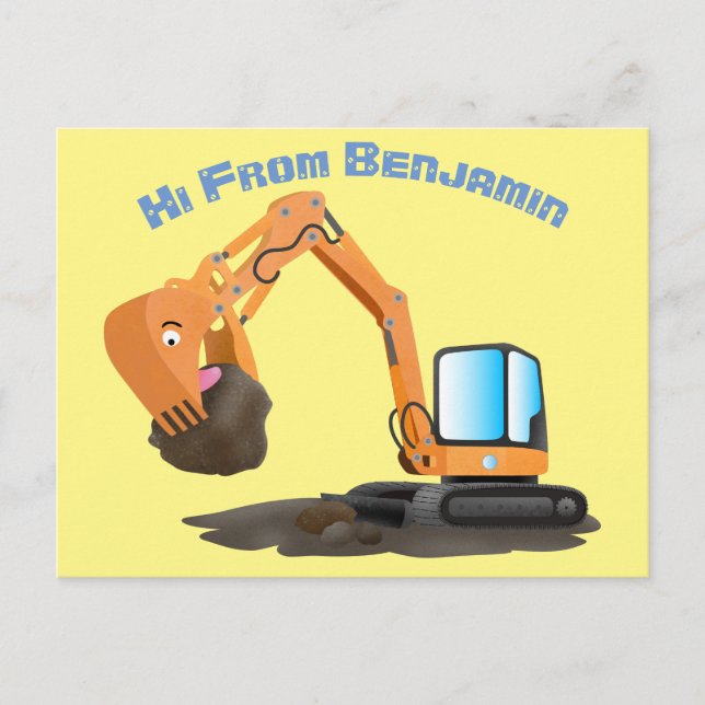 Cartão Postal Animador de escavação laranja-branca (Frente)