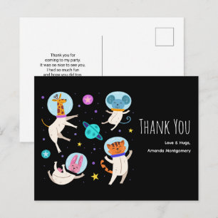 Cartão Postal Animais Astronautas Fofos Flutuando no Espaço Obri